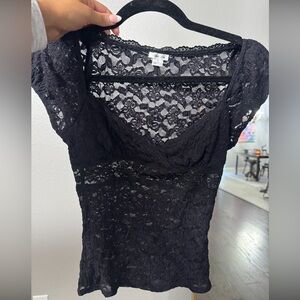 Kimchi Blue Black Lace Overlay Top